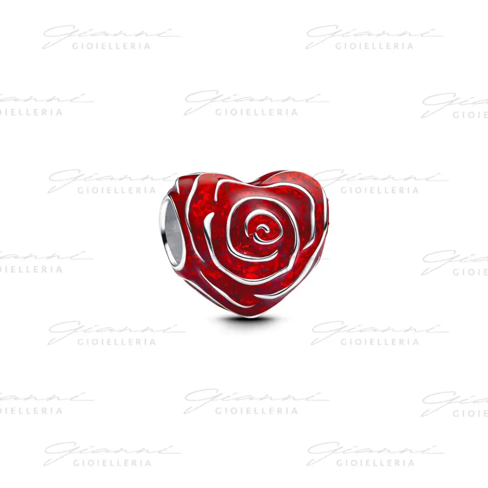Charm Pandora - Cuore di Rosa Rossa Charm