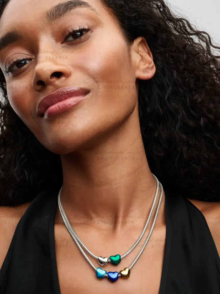 Charm Pandora - Cuore Metallico Azzurro Charm