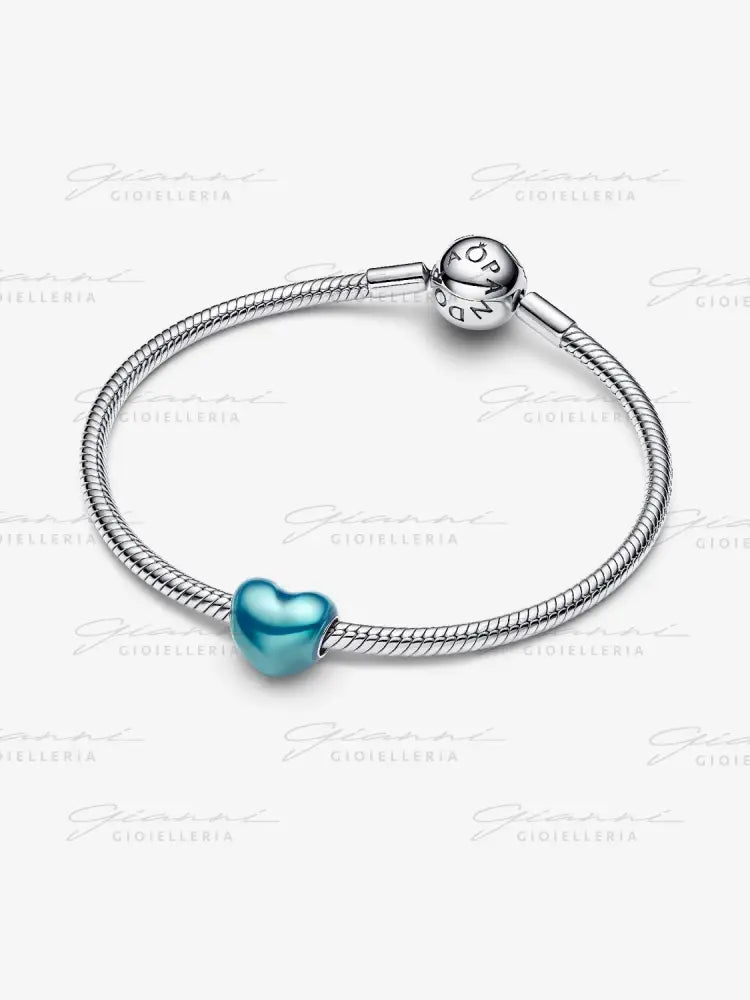 Charm Pandora - Cuore Metallico Azzurro Charm