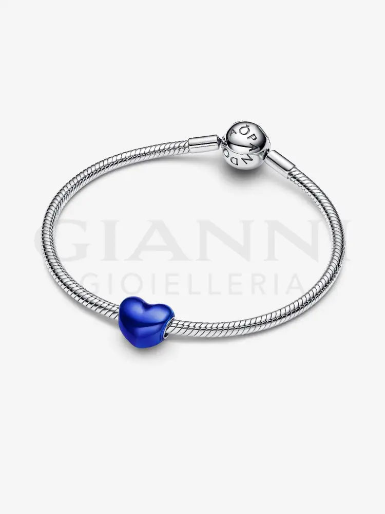 Charm Pandora - Cuore Metallico Blu Charm