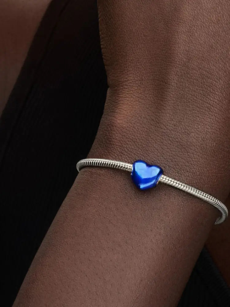 Charm Pandora - Cuore Metallico Blu Charm