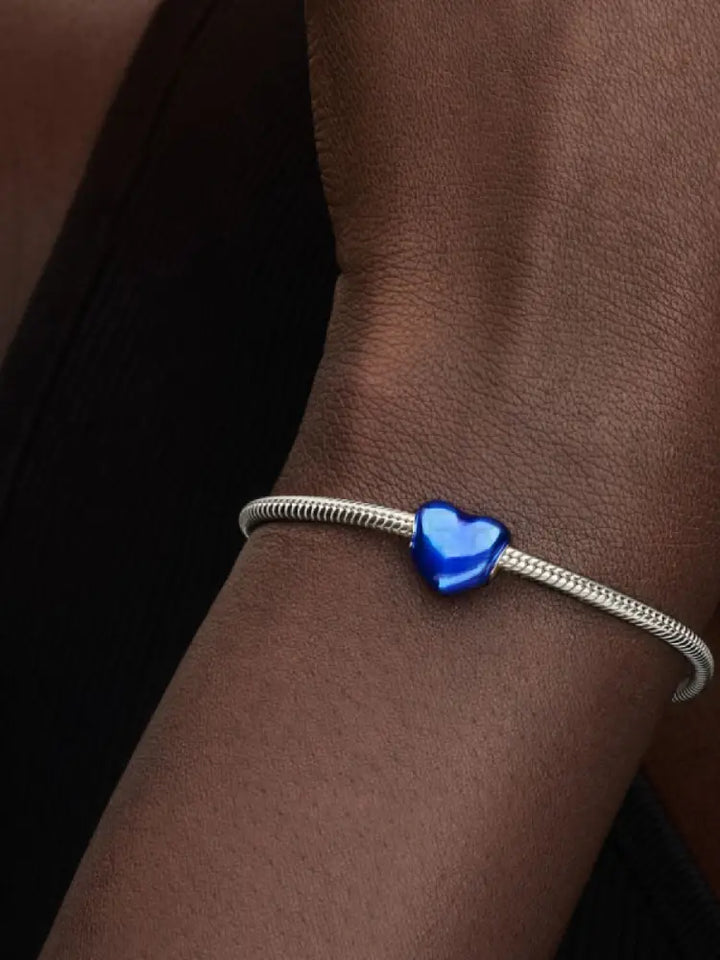 Charm Pandora - Cuore Metallico Blu Charm