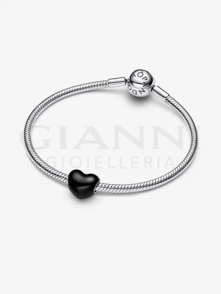 Charm Pandora - Cuore Metallico Nero Charm
