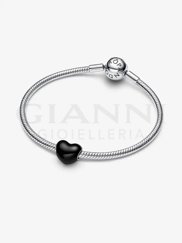 Charm Pandora - Cuore Metallico Nero Charm