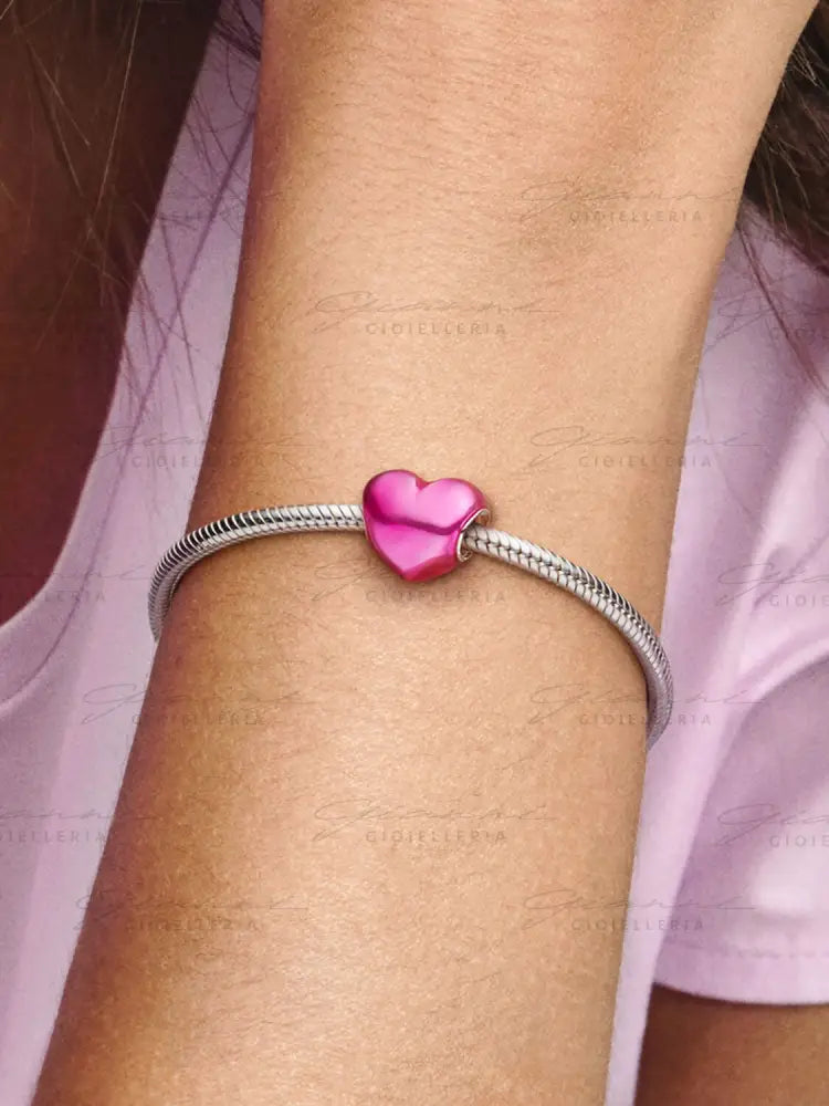 Charm Pandora - Cuore Metallico Rosa Charm