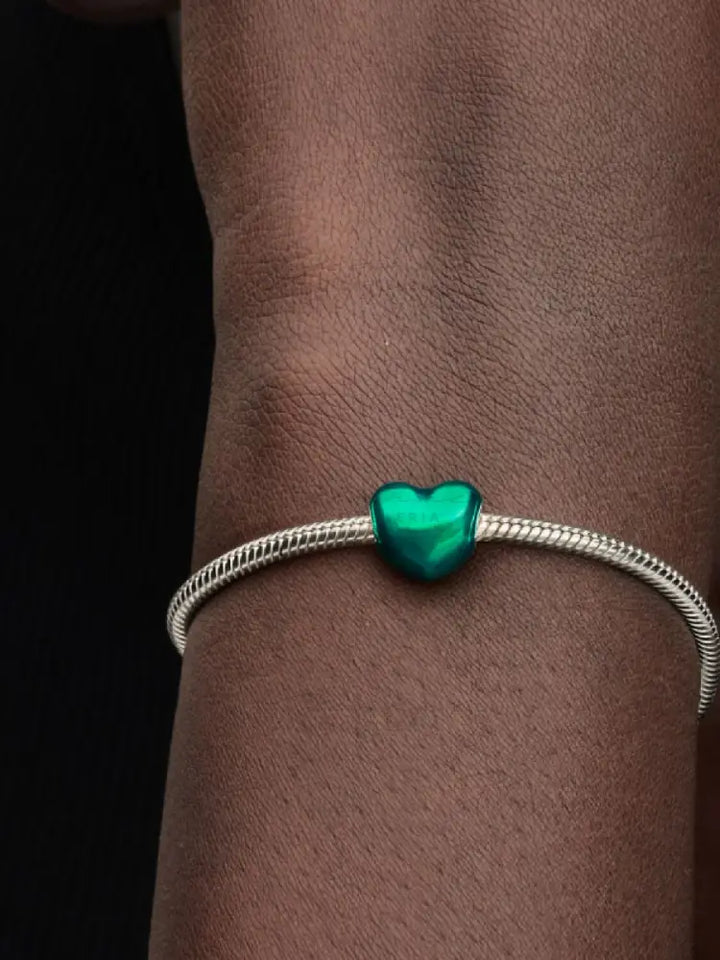 Charm Pandora - Cuore Metallico Verde Charm