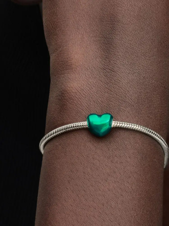 Charm Pandora - Cuore Metallico Verde Charm