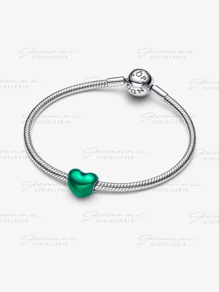 Charm Pandora - Cuore Metallico Verde Charm