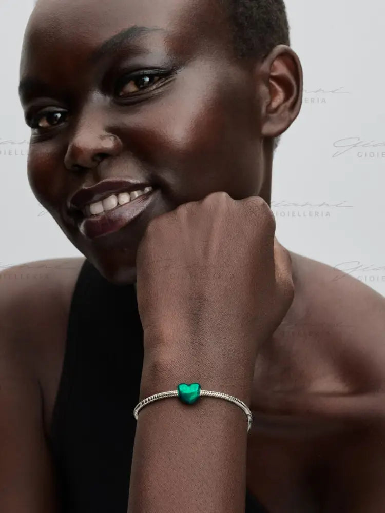 Charm Pandora - Cuore Metallico Verde Charm