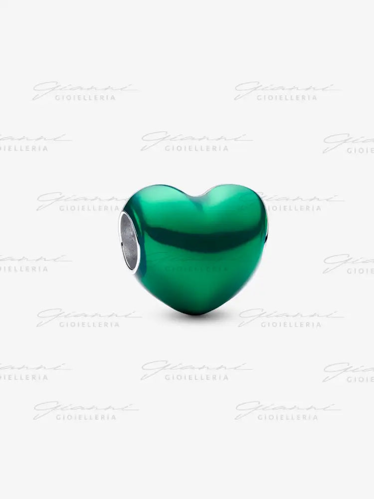 Charm Pandora - Cuore Metallico Verde Charm