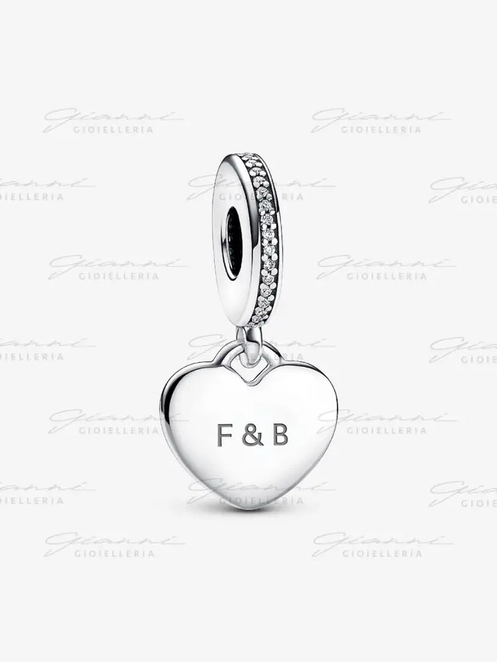 Charm Pandora - Cuore Pendente da incidere Charm