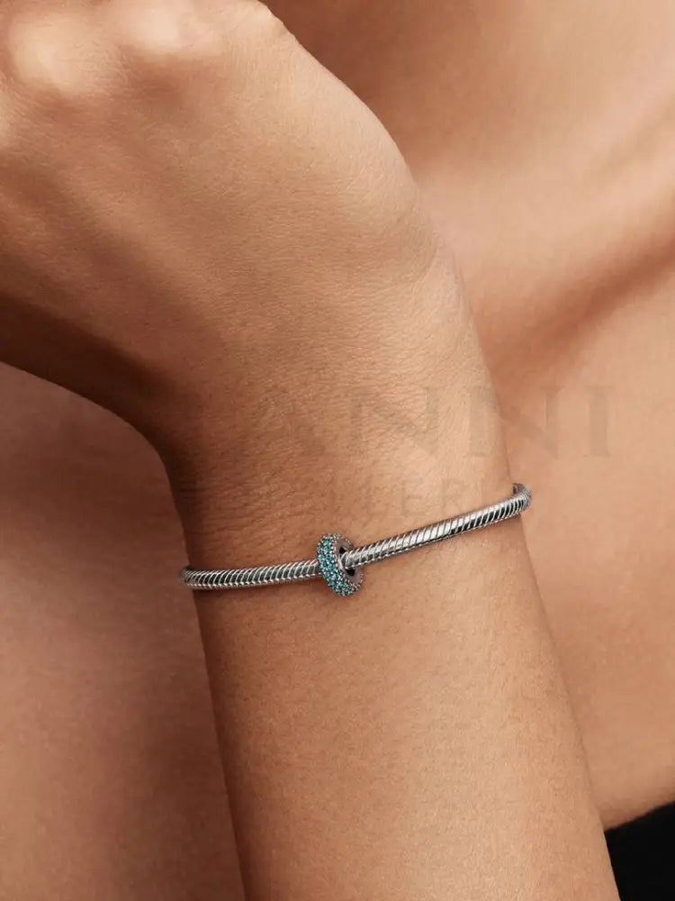 Charm Pandora - Distanziatore con Pietre Verde Acqua - Charm