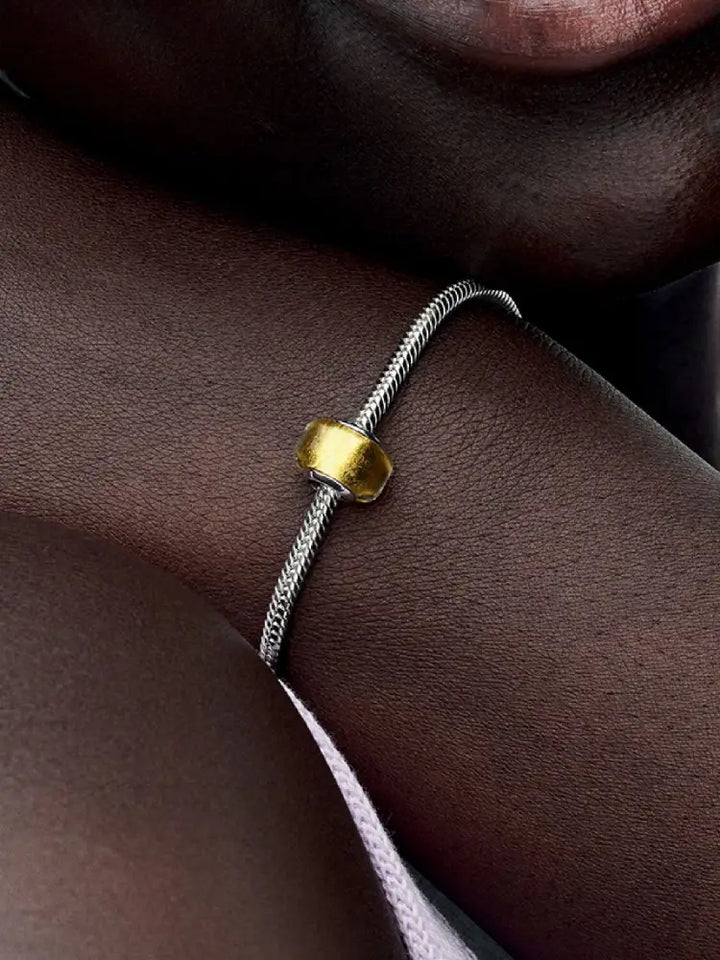 Charm Pandora - Mini Vetro di Murano Foglia d’Oro Charm
