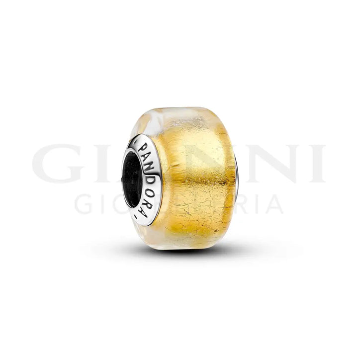 Charm Pandora - Mini Vetro di Murano Foglia d’Oro Charm