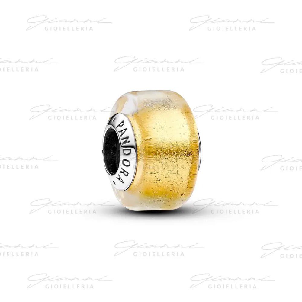 Charm Pandora - Mini Vetro di Murano Foglia d’Oro Charm