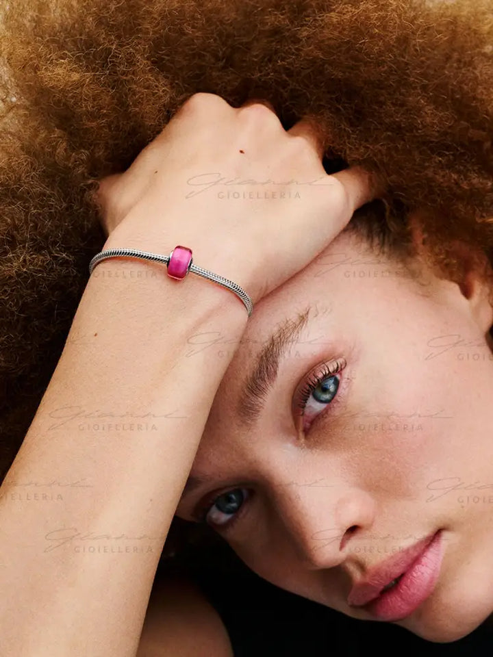 Charm Pandora - Mini Vetro di Murano Rosa Charm