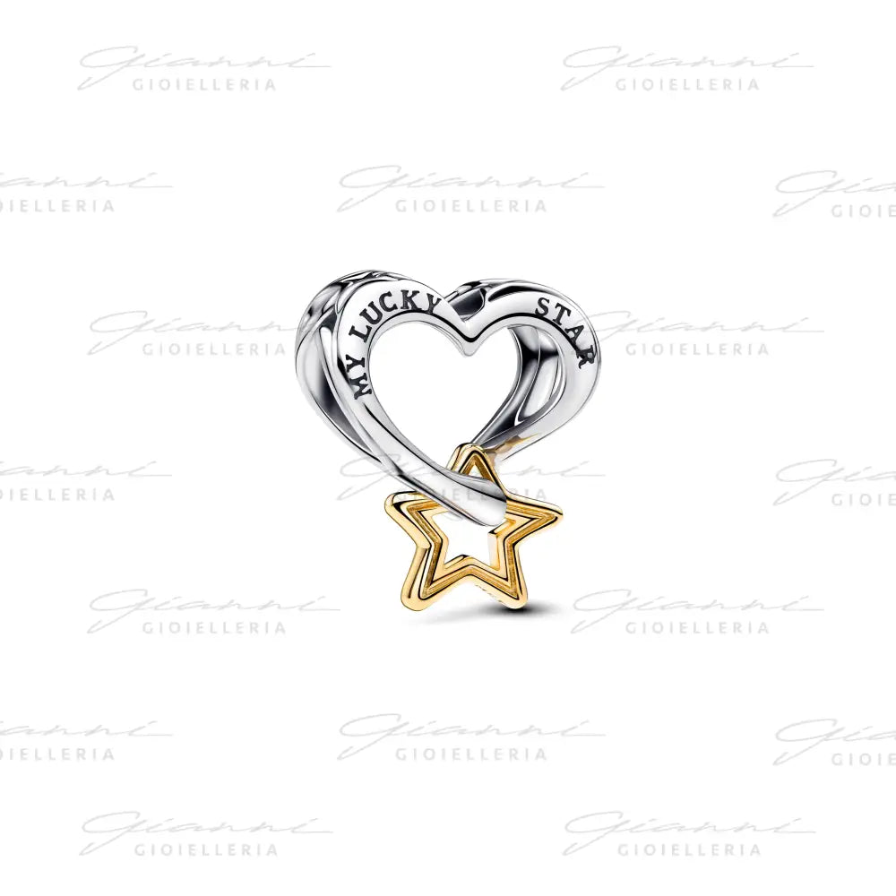 Charm Pandora - Openwork Cuore e Stella ’My Lucky Star’ Charm