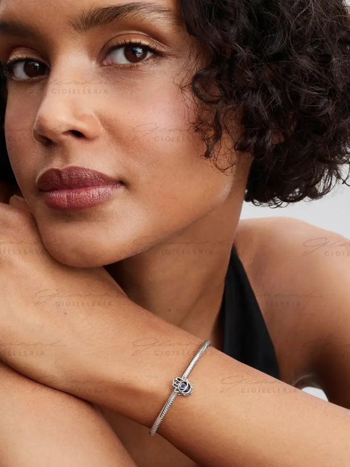 Charm Pandora - Openwork Mano di Fatima Pietra Blu Charm