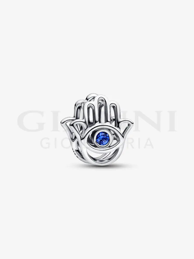 Charm Pandora - Openwork Mano di Fatima Pietra Blu Charm