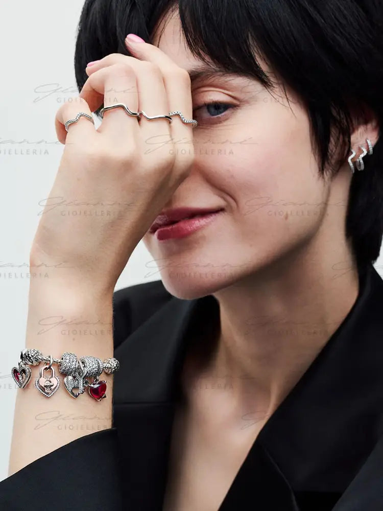 Charm Pandora - Pendente Cuore con Freccia Vetro di Murano Charm