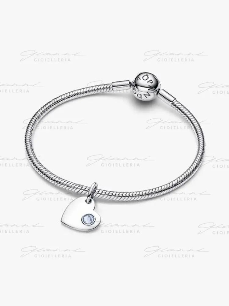 Charm Pandora - Pendente Cuore con Pietra Azzura Marzo Charm