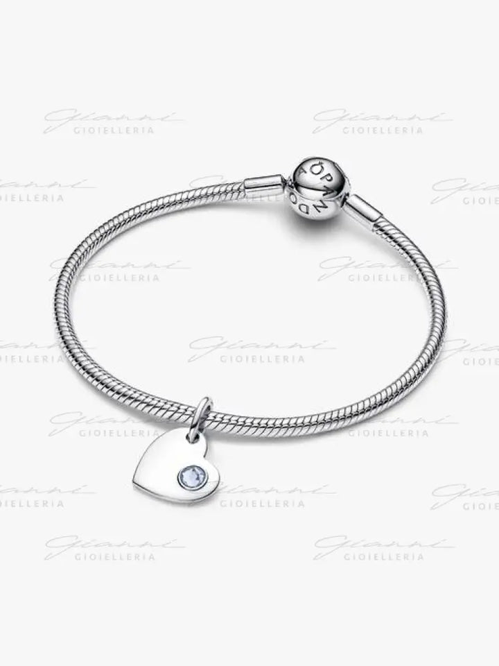 Charm Pandora - Pendente Cuore con Pietra Azzura Marzo Charm