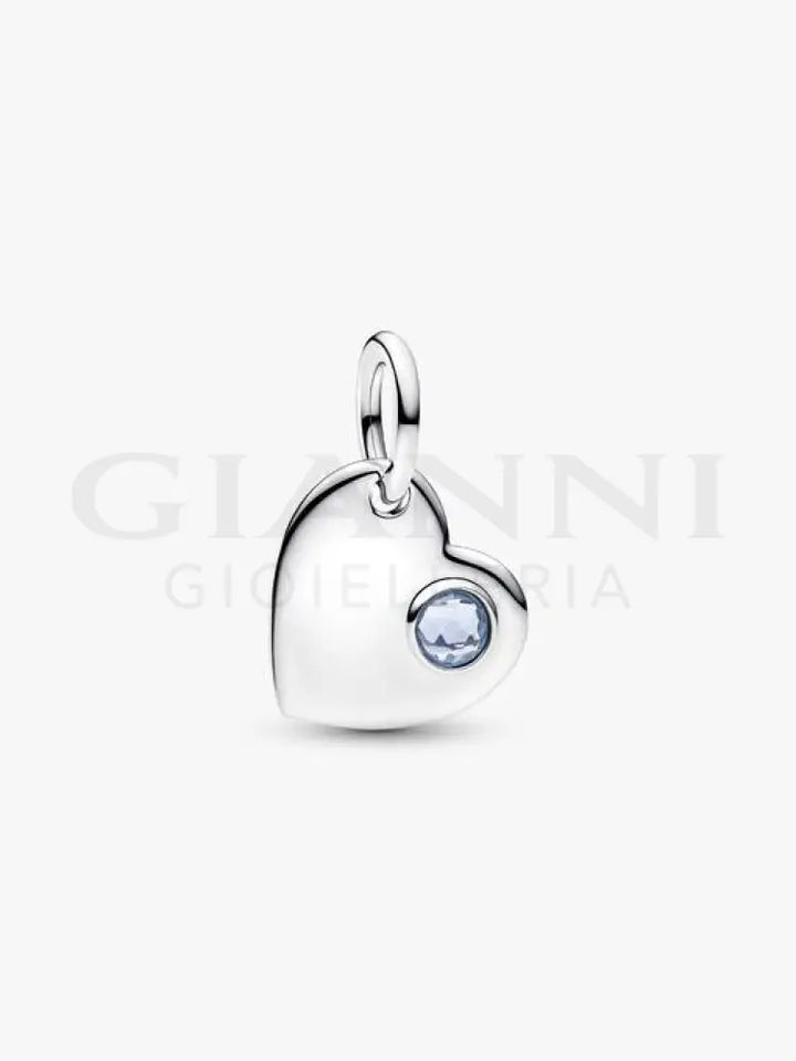 Charm Pandora - Pendente Cuore con Pietra Azzura Marzo Charm
