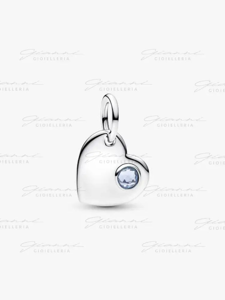 Charm Pandora - Pendente Cuore con Pietra Azzura Marzo Charm