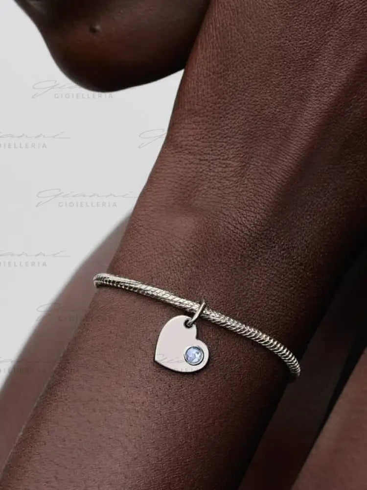 Charm Pandora - Pendente Cuore con Pietra Azzura Marzo Charm