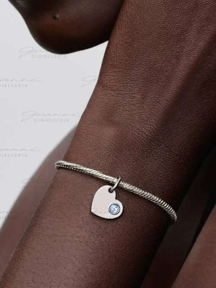 Charm Pandora - Pendente Cuore con Pietra Azzura Marzo Charm