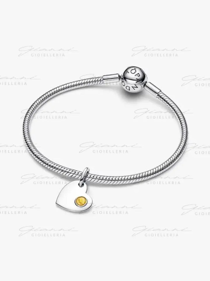 Charm Pandora - Pendente Cuore con Pietra Miele Novembre Charm