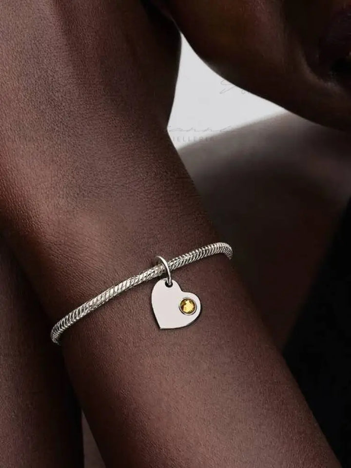 Charm Pandora - Pendente Cuore con Pietra Miele Novembre Charm