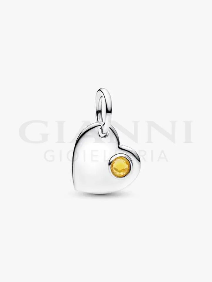 Charm Pandora - Pendente Cuore con Pietra Miele Novembre Charm
