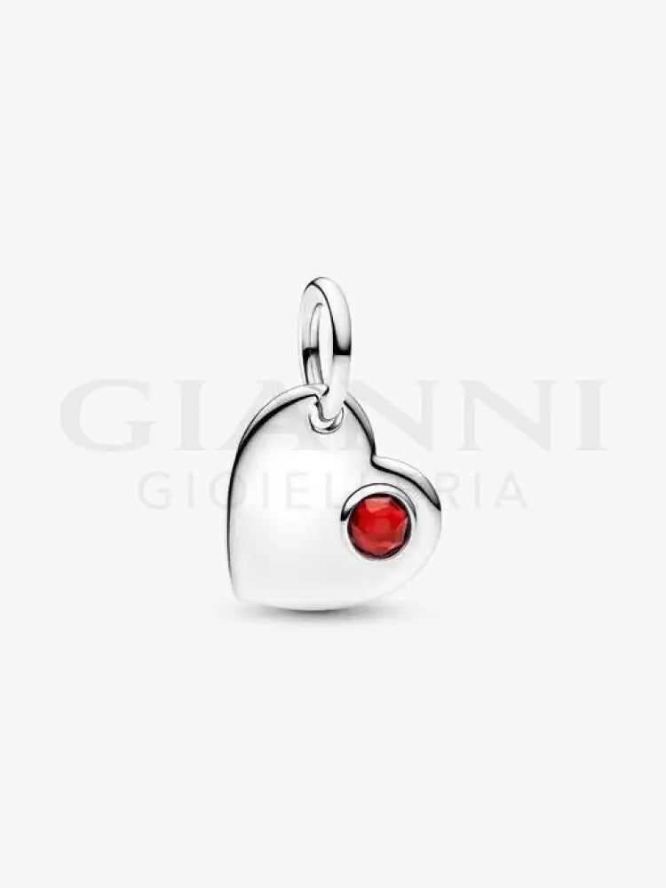 Charm Pandora - Pendente Cuore con Pietra Rossa Scuro Gennaio Charm