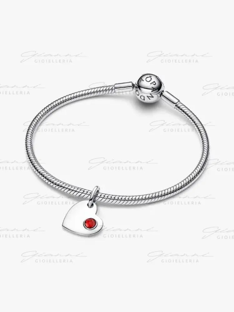 Charm Pandora - Pendente Cuore con Pietra Rossa Scuro Gennaio Charm