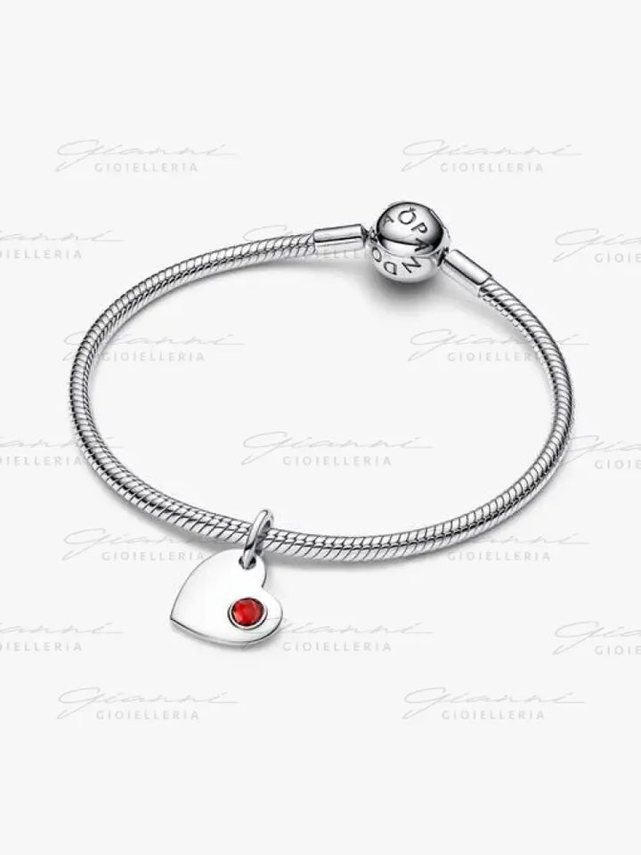 Charm Pandora - Pendente Cuore con Pietra Rossa Scuro Gennaio Charm