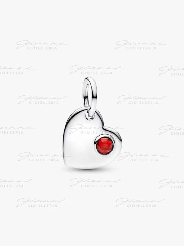 Charm Pandora - Pendente Cuore con Pietra Rossa Scuro Gennaio Charm