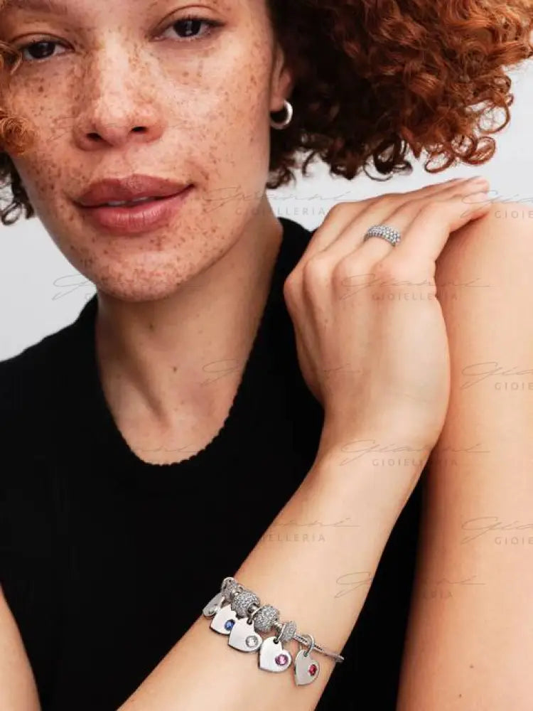 Charm Pandora - Pendente Cuore con Pietra Rossa Scuro Gennaio Charm