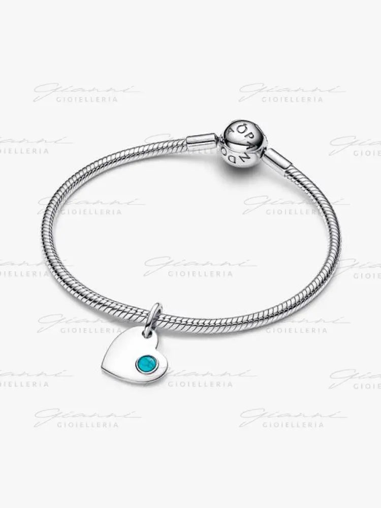 Charm Pandora - Pendente Cuore con Pietra Turchese Dicembre Charm