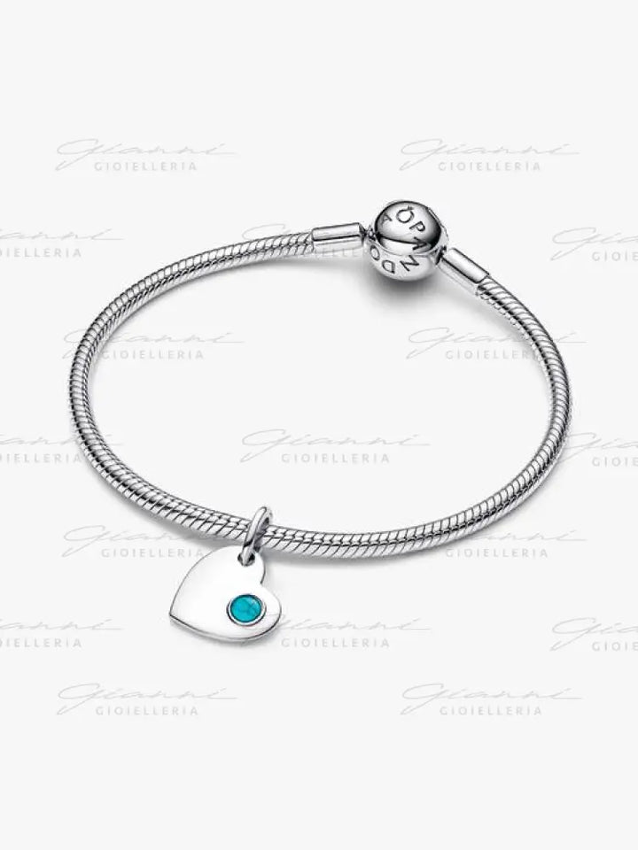 Charm Pandora - Pendente Cuore con Pietra Turchese Dicembre Charm