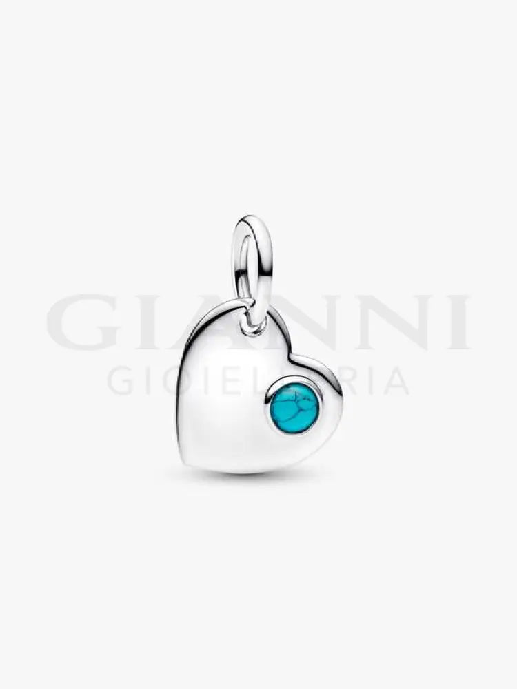 Charm Pandora - Pendente Cuore con Pietra Turchese Dicembre Charm