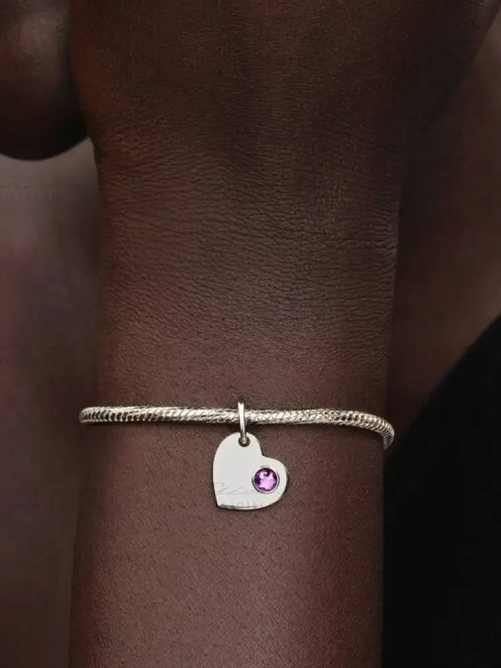 Charm Pandora - Pendente Cuore con Pietra Viola Febbraio Charm