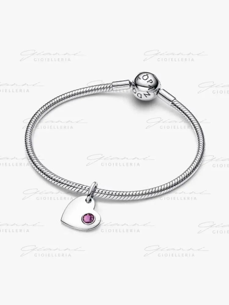 Charm Pandora - Pendente Cuore con Pietra Viola Febbraio Charm
