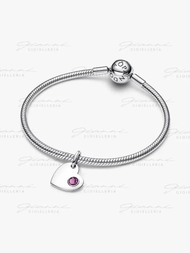 Charm Pandora - Pendente Cuore con Pietra Viola Febbraio Charm