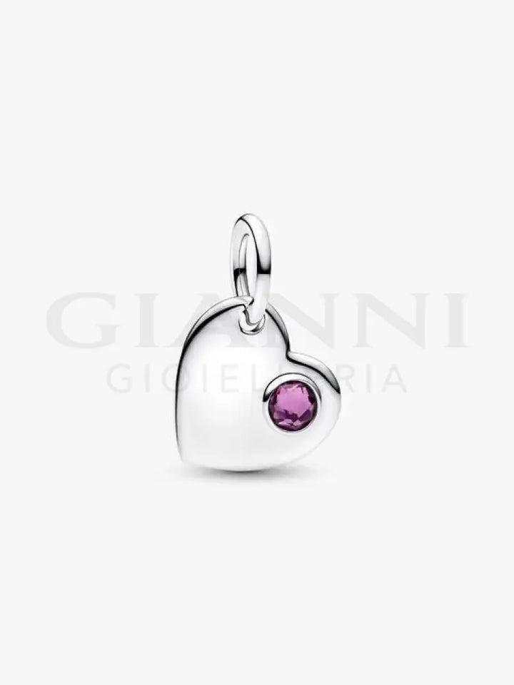 Charm Pandora - Pendente Cuore con Pietra Viola Febbraio Charm