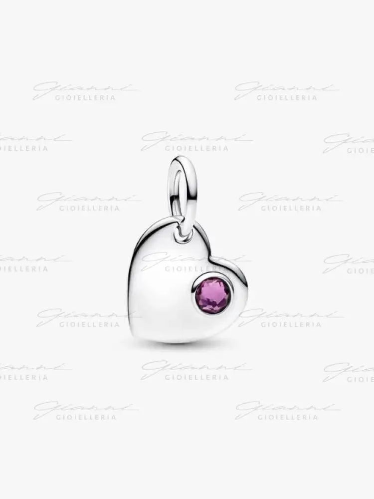 Charm Pandora - Pendente Cuore con Pietra Viola Febbraio Charm