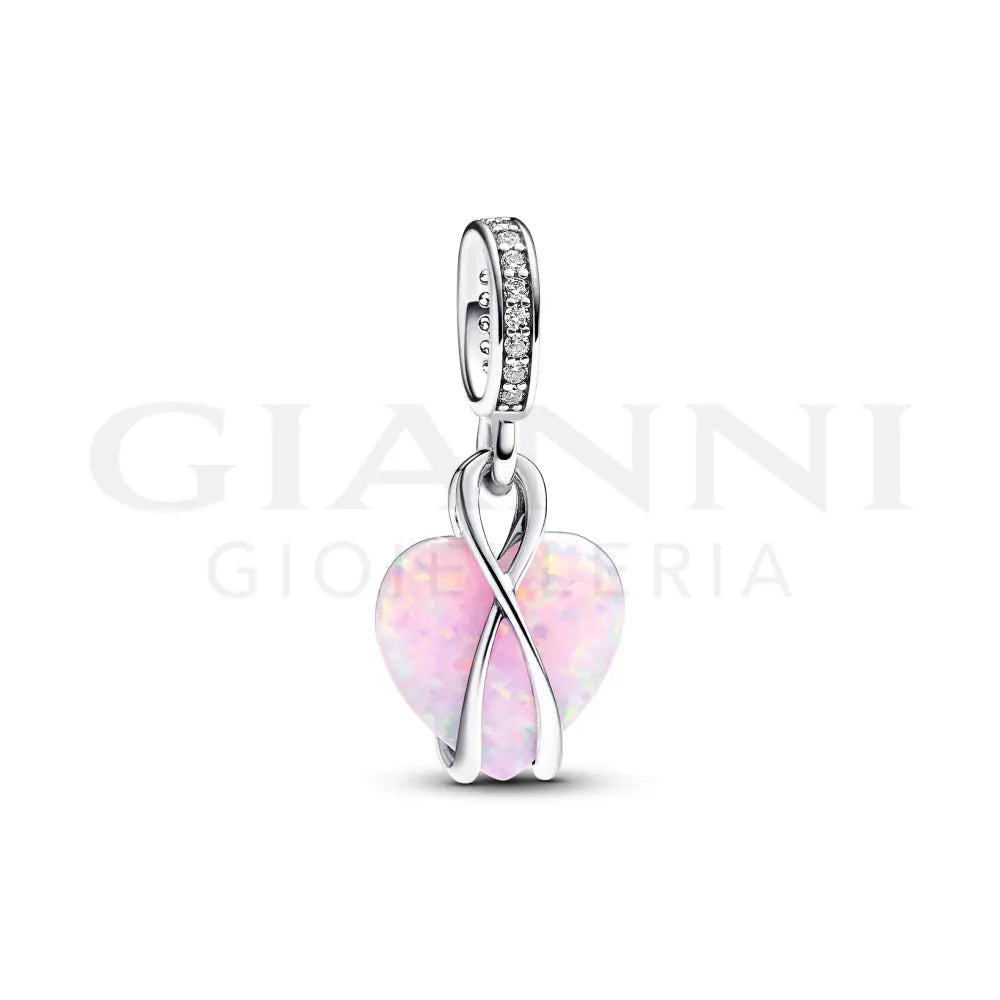 Charm Pandora - Pendente Cuore di Mamma Rosa Opalescente Charm