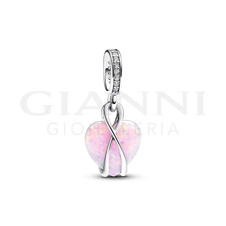 Charm Pandora - Pendente Cuore di Mamma Rosa Opalescente Charm