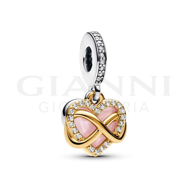 Charm Pandora - Pendente Cuore e Infinito Rosa Charm