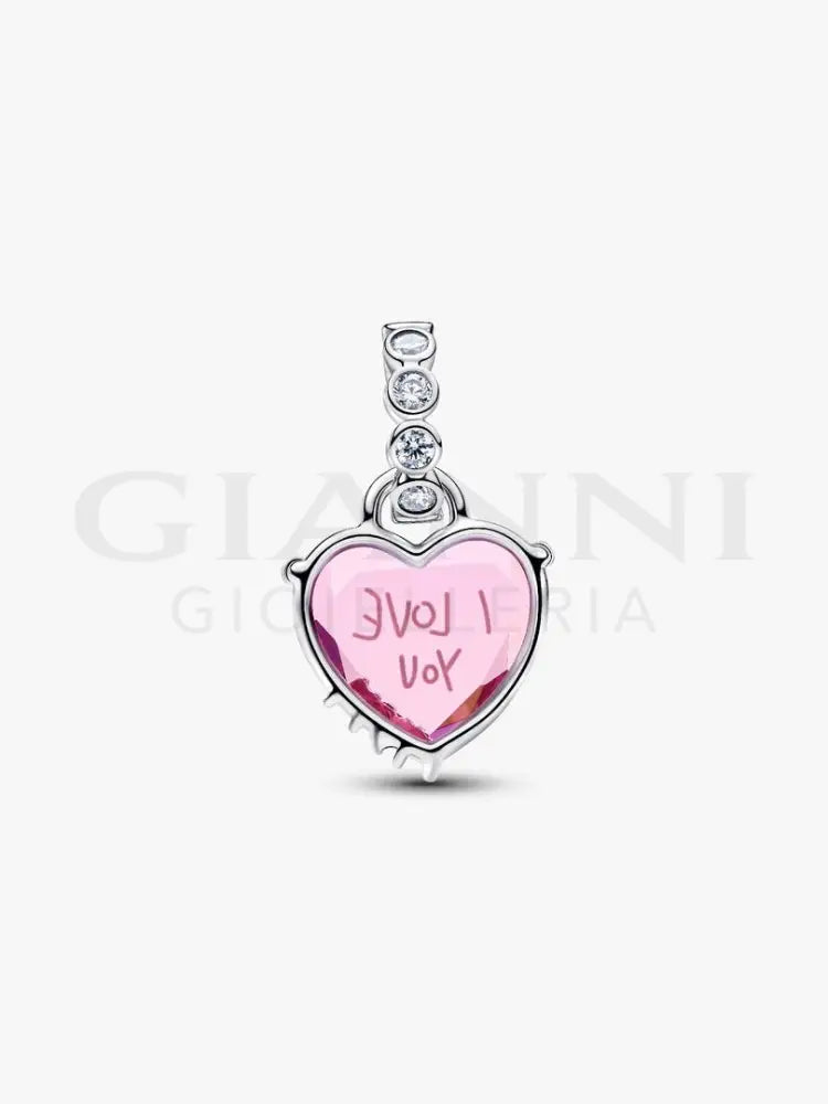 Charm Pandora - Pendente Cuore Rosa Ti Voglio Bene Mamma - Charm